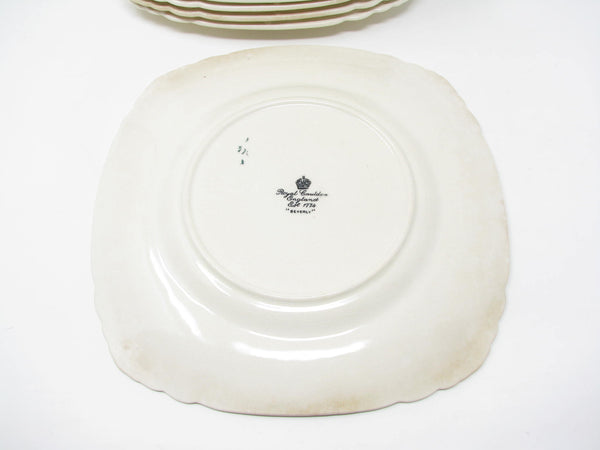 edgebrookhouse Vintage Royal Cauldon England Beverly Square Ironstone Luncheon or Salad Plates with Floral Center - 10 Pieces