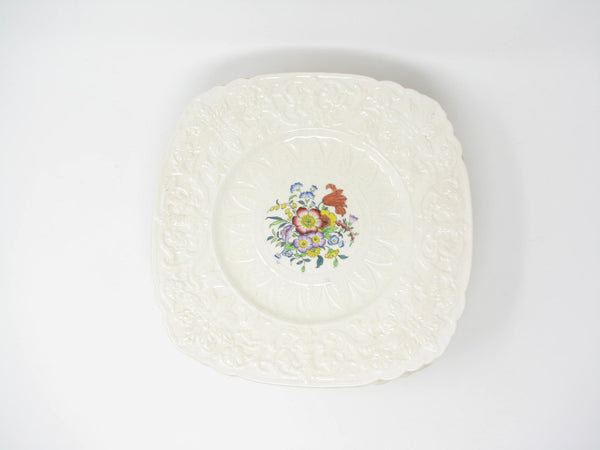 edgebrookhouse Vintage Royal Cauldon England Beverly Square Ironstone Luncheon or Salad Plates with Floral Center - 10 Pieces