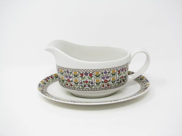 Vintage Royal Doulton England Fireglow Gravy Boat with Underplate