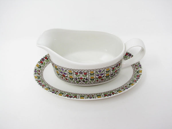 Vintage Royal Doulton England Fireglow Gravy Boat with Underplate