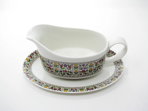 Vintage Royal Doulton England Fireglow Gravy Boat with Underplate