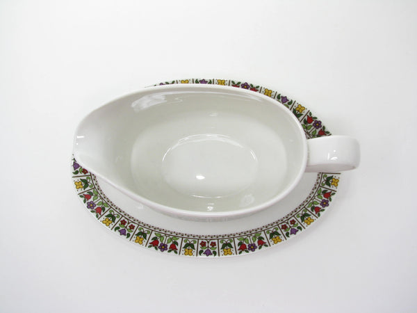 Vintage Royal Doulton England Fireglow Gravy Boat with Underplate