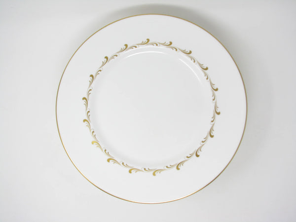 edgebrookhouse - Vintage Royal Doulton England White Rondo Dinner Plates with Gold Scrolls - 10 Pieces