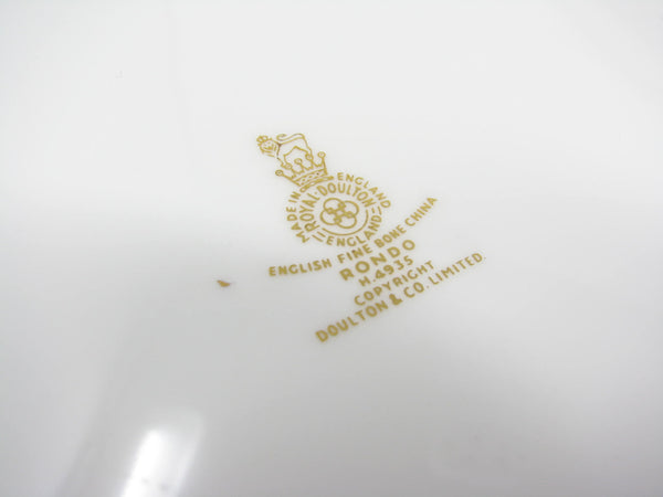 edgebrookhouse - Vintage Royal Doulton England White Rondo Dinner Plates with Gold Scrolls - 10 Pieces