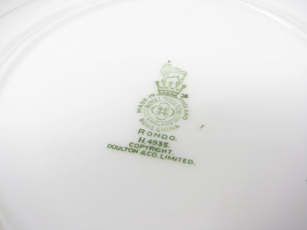 edgebrookhouse - Vintage Royal Doulton England White Rondo Salad Plates with Gold Scrolls - 12 Pieces
