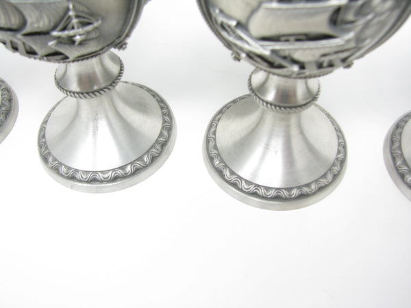 Vintage SKS 95% Zinn Pewter Wine Chalices / Goblets and Decanter Made in Germany - 5 Pieces
