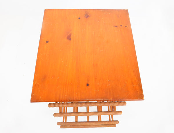 edgebrookhouse Vintage Scandinavian Pine Spindle Magazine Book Rack or Side Table