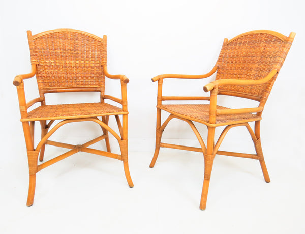 edgebrookhouse Vintage Sculptural Bamboo and Rattan Armchairs - 4 Pieces