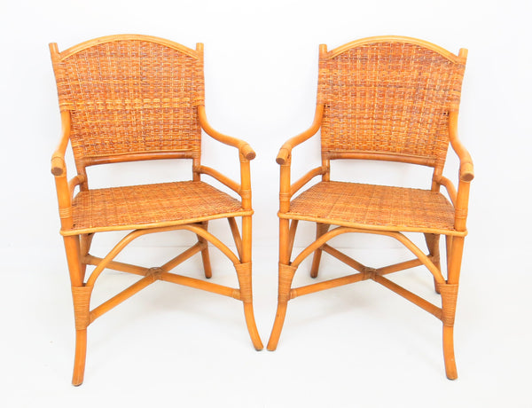 edgebrookhouse Vintage Sculptural Bamboo and Rattan Armchairs - 4 Pieces