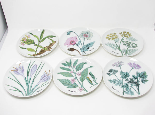 edgebrookhouse Vintage Shafford Botanical Herb Seed Salad Plates - 6 Pieces