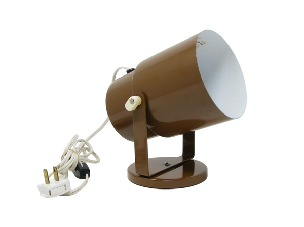 Vintage Shine Brown Enameled Metal Adjustable and Rotating Uplight Lamp