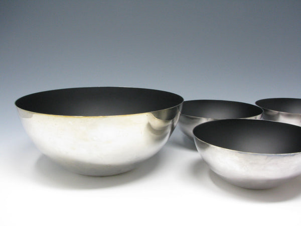 edgebrookhouse Vintage Denmark Silver Plated and Matte Black Enamel Bowl Set for Eisenberg-Lozano - 5 Pieces