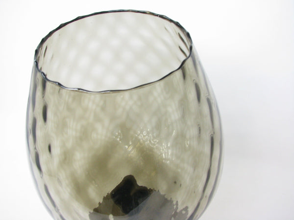 Vintage Smoke Gray Empoli Italian Art Glass Footed Snifter Vase