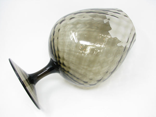 Vintage Smoke Gray Empoli Italian Art Glass Footed Snifter Vase