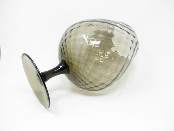 Vintage Smoke Gray Empoli Italian Art Glass Footed Snifter Vase
