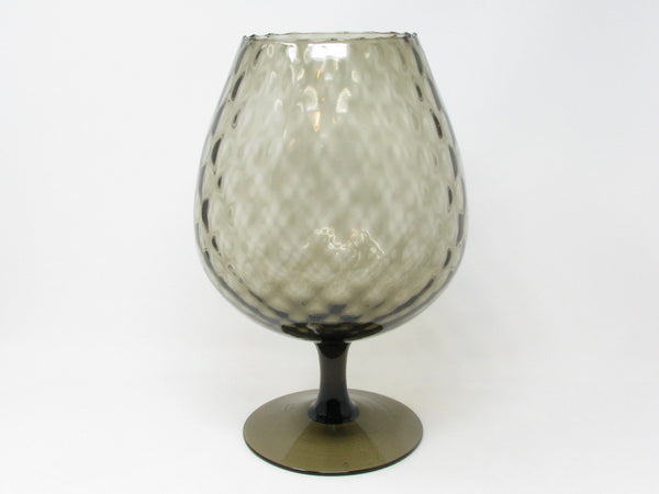 Vintage Smoke Gray Empoli Italian Art Glass Footed Snifter Vase
