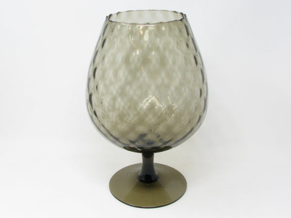 Vintage Smoke Gray Empoli Italian Art Glass Footed Snifter Vase