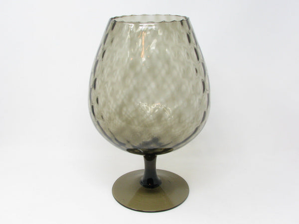 Vintage Smoke Gray Empoli Italian Art Glass Footed Snifter Vase