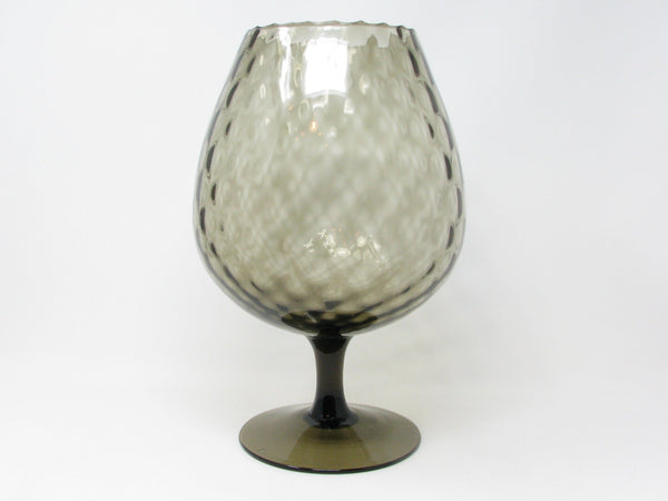 Vintage Smoke Gray Empoli Italian Art Glass Footed Snifter Vase