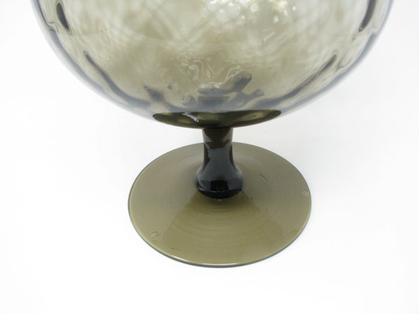 Vintage Smoke Gray Empoli Italian Art Glass Footed Snifter Vase