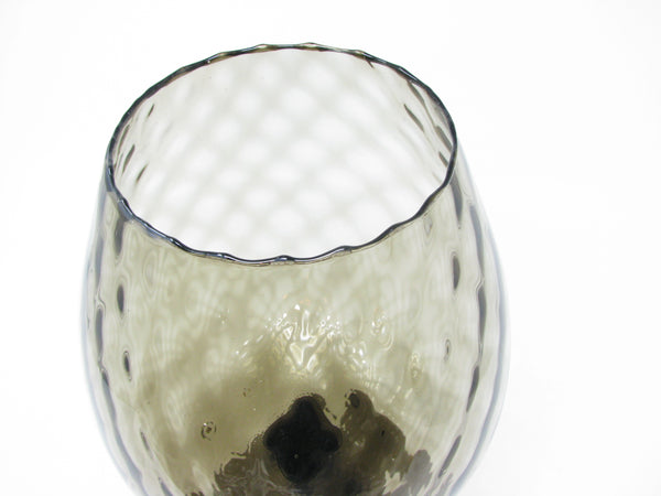 Vintage Smoke Gray Empoli Italian Art Glass Footed Snifter Vase