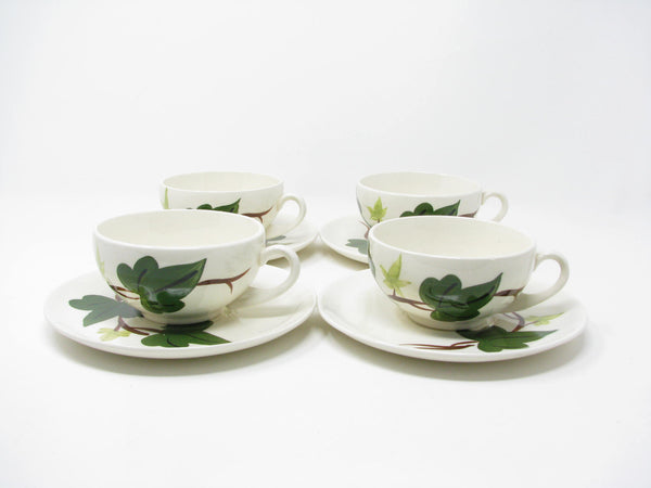 Vintage Southern Pottery Blue Ridge Baltic Ivy Ironstone Cups & Saucers - 8 Pieces