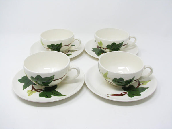 Vintage Southern Pottery Blue Ridge Baltic Ivy Ironstone Cups & Saucers - 8 Pieces