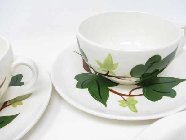 Vintage Southern Pottery Blue Ridge Baltic Ivy Ironstone Cups & Saucers - 8 Pieces
