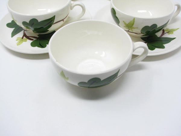 Vintage Southern Pottery Blue Ridge Baltic Ivy Ironstone Cups & Saucers - 8 Pieces
