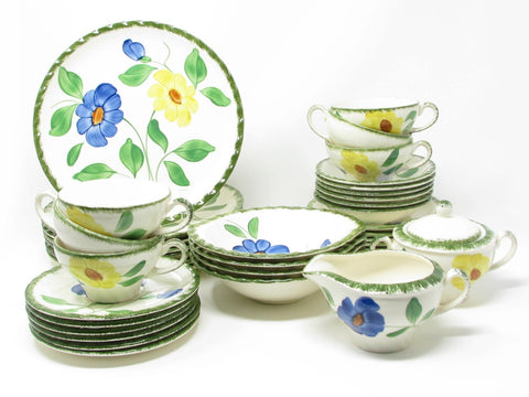 Vintage Southern Pottery Blue Ridge Southern Special Floral Luncheon Dinnerware Set - 38 Pieces