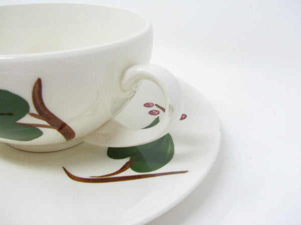 Vintage Southern Pottery Blue Ridge Stanhome Ivy Ironstone Cups & Saucers - 8 Pieces