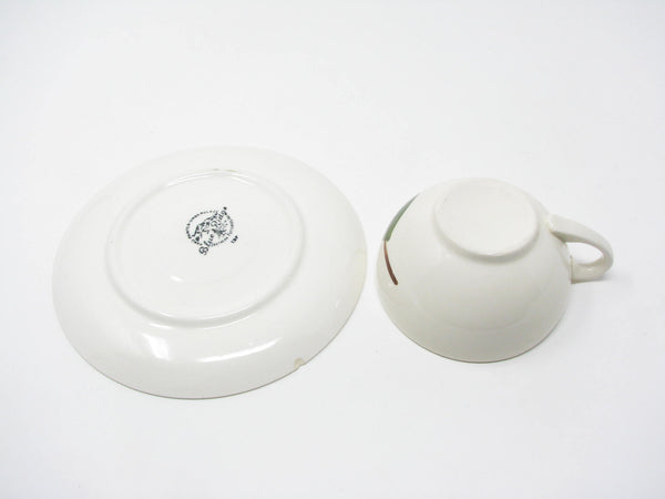 Vintage Southern Pottery Blue Ridge Stanhome Ivy Ironstone Cups & Saucers - 8 Pieces