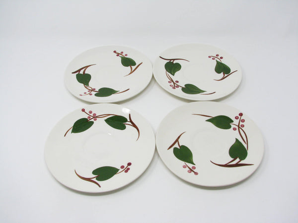 Vintage Southern Pottery Blue Ridge Stanhome Ivy Ironstone Cups & Saucers - 8 Pieces