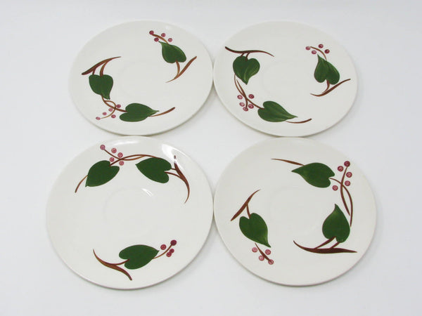 Vintage Southern Pottery Blue Ridge Stanhome Ivy Ironstone Cups & Saucers - 8 Pieces