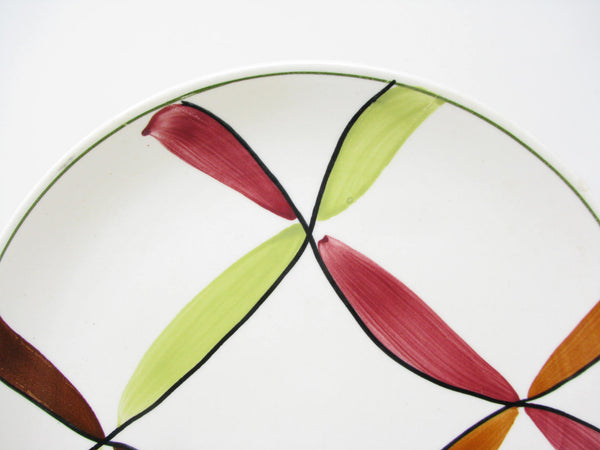 Vintage Southern Pottery Blue Ridge Streamers Twisted Ribbon Plaid Skyline Dinner Plates - 6 Pieces