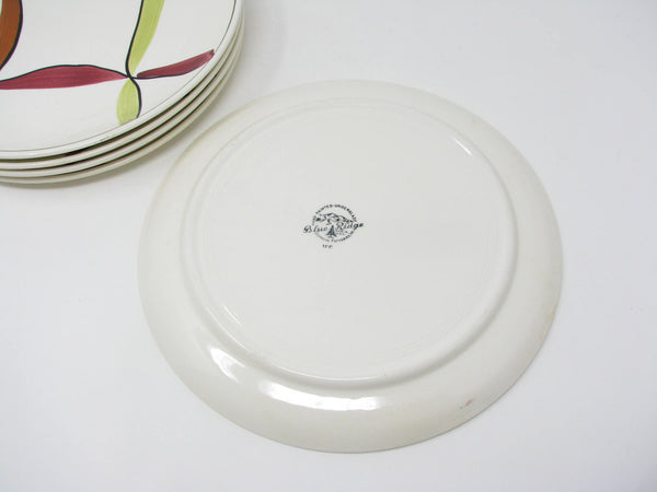 Vintage Southern Pottery Blue Ridge Streamers Twisted Ribbon Plaid Skyline Dinner Plates - 6 Pieces