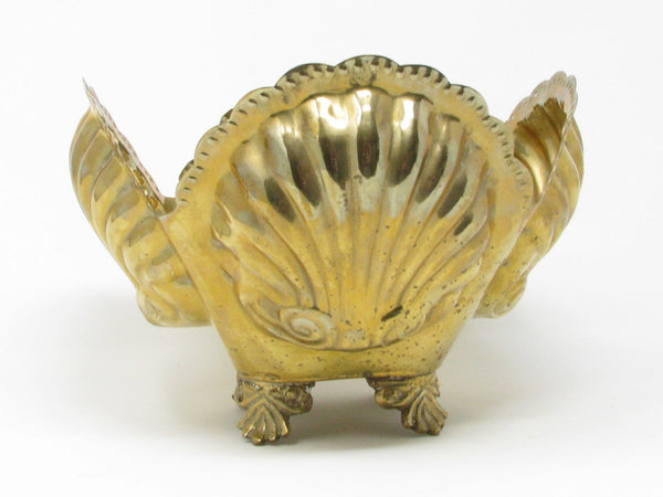 Vintage Clamshell Shaped Footed Brass Planter