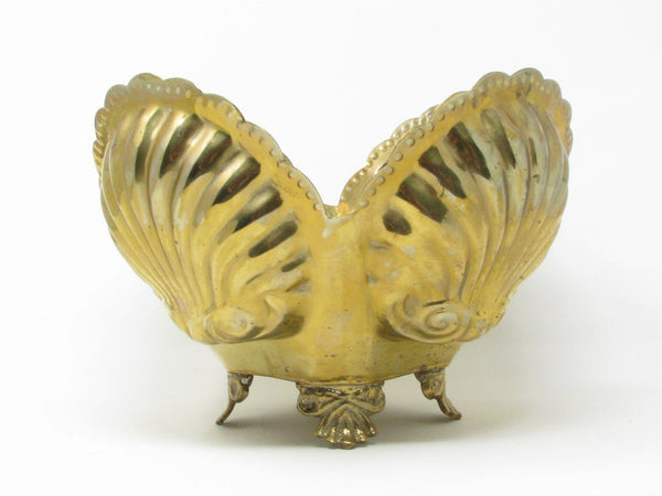 Vintage Clamshell Shaped Footed Brass Planter