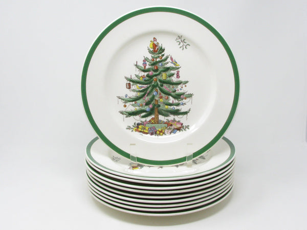 Vintage Spode Christmas Tree Dinner Plates Made in England - 10 Pieces