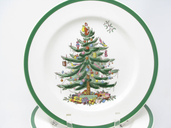 Vintage Spode Christmas Tree Dinner Plates Made in England - 10 Pieces