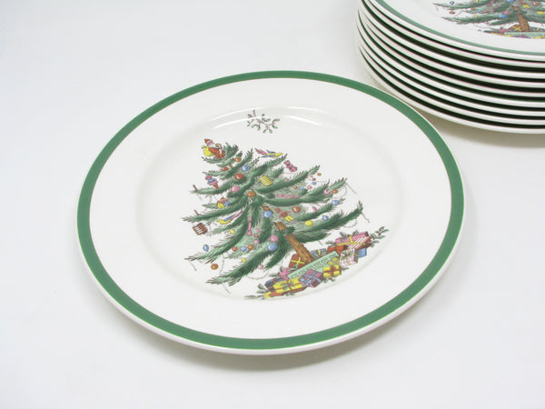 Vintage Spode Christmas Tree Dinner Plates Made in England - 10 Pieces