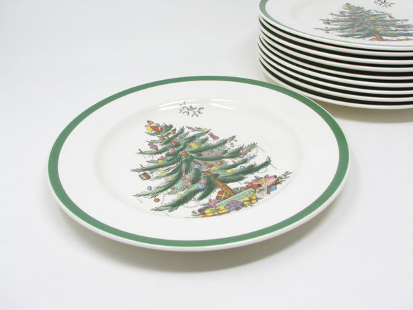 Vintage Spode Christmas Tree Dinner Plates Made in England - 10 Pieces