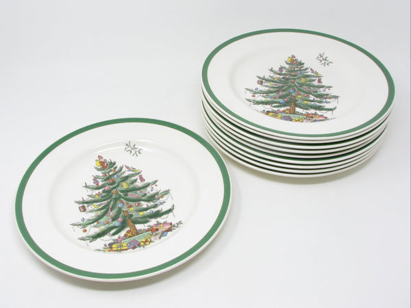 Vintage Spode Christmas Tree Dinner Plates Made in England - 10 Pieces