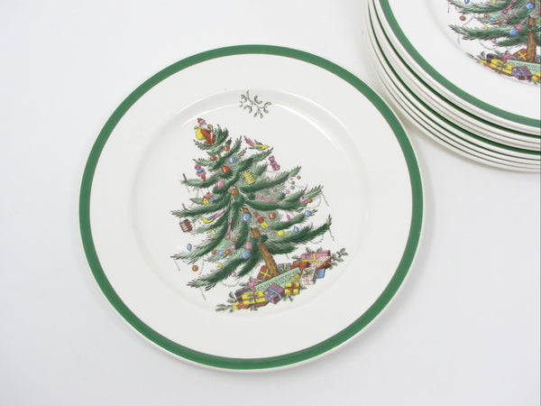 Vintage Spode Christmas Tree Dinner Plates Made in England - 10 Pieces