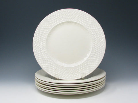 edgebrookhouse - Vintage Spode Mansard Off-White Embossed Earthenware Dinner Plates - 8 Pieces