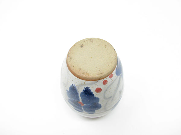 Vintage Stapleton House Small Pottery Vase with Blue Flowers Pattern