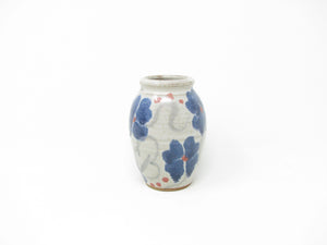 Vintage Stapleton House Small Pottery Vase with Blue Flowers Pattern