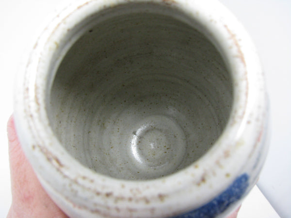 Vintage Stapleton House Small Pottery Vase with Blue Flowers Pattern