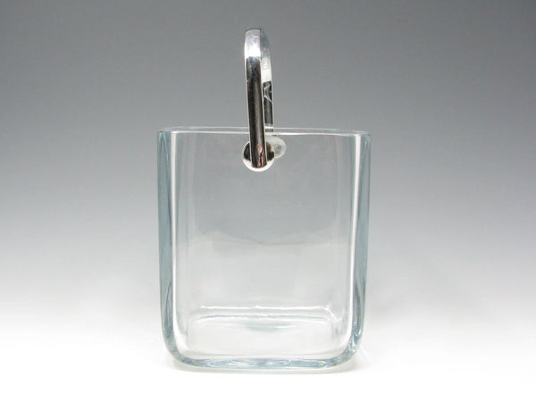 Vintage Strombergshyttan Thick Clear Glass Cube Ice Bucket with Metal handle