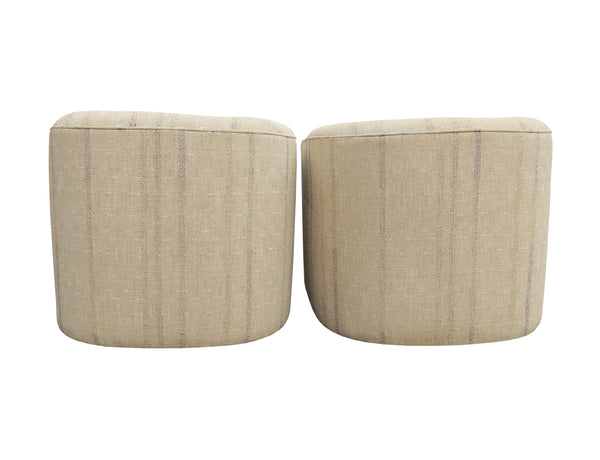 edgebrookhouse - Vintage Swivel Barrel Club Chairs With Bamboo Accent Arms - a Pair